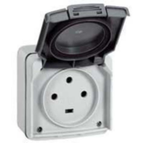Socket outlet Plexo IP 55 - 20 A - 3P+E - 230 V~ - surface mounting - grey, 091656, 3245060916565