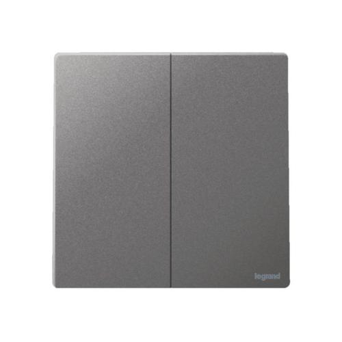 Mallia Senses - 2 gang 1 way switch 16AX - Dark Silver | 281002DS