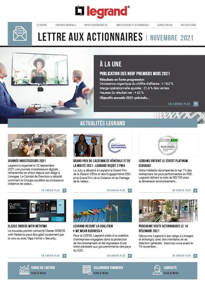 Lettre aux actionnaires Novembre 2021